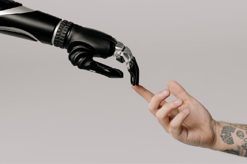 Human and robot hand