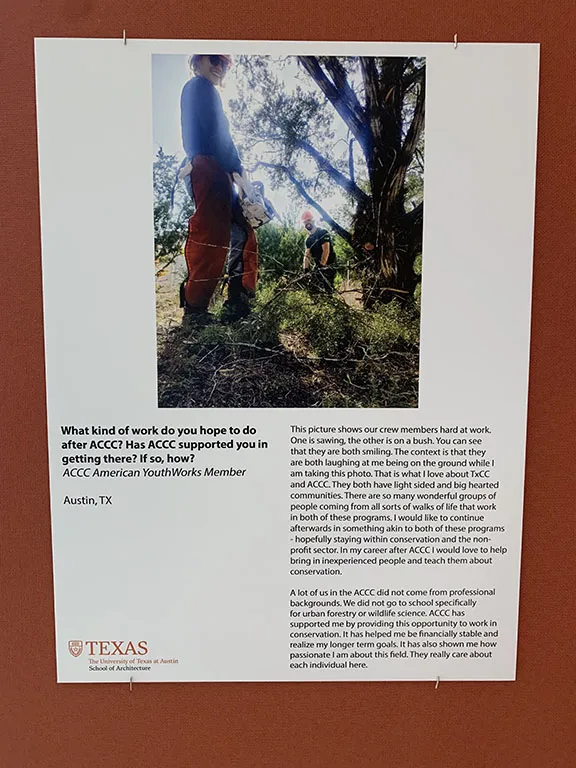 Pictured: A photovoice poster by an ACCC American YouthWorks Member. Photo Credit: Weston Rose Pictured: A photovoice poster by an ACCC American YouthWorks Member. Photo Credit: Weston Rose