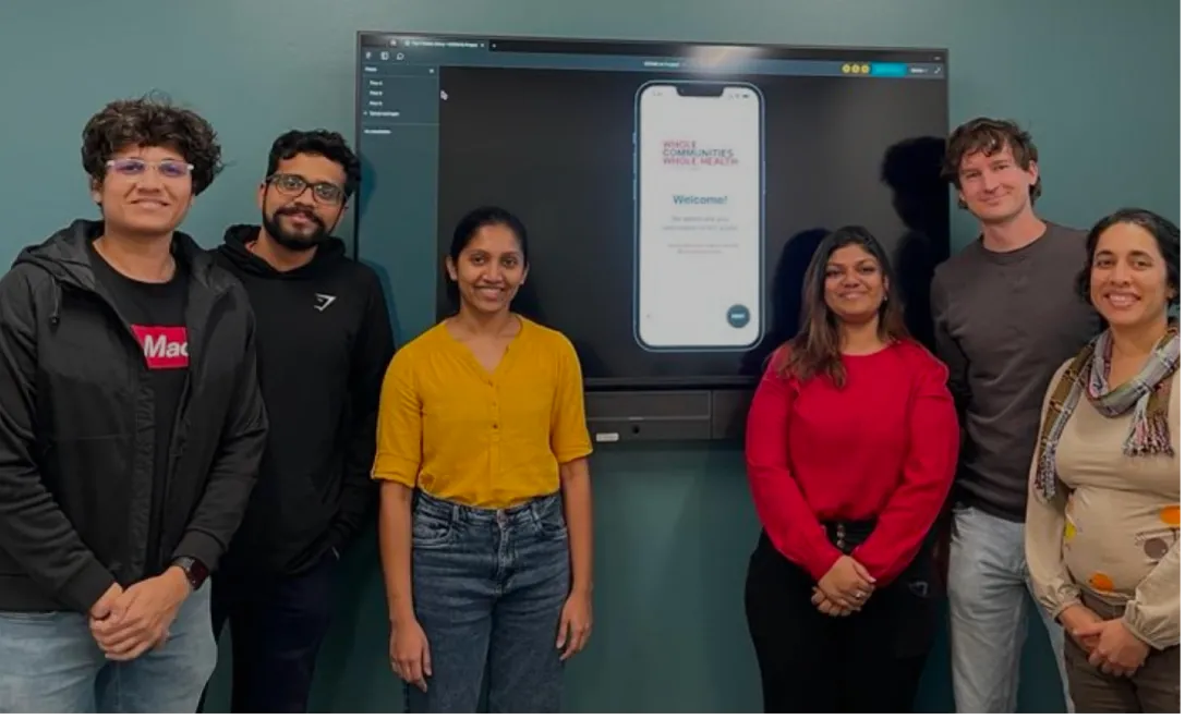 From left: Shatayu Mondhe, Madhav Varma, Ananya Gubbi Mohanbabu, Aayushi Saha, Benjamin Baird (WCWH Research Assistant Professor), and Shirene Garcia (WCWH Community Engagement Specialist)