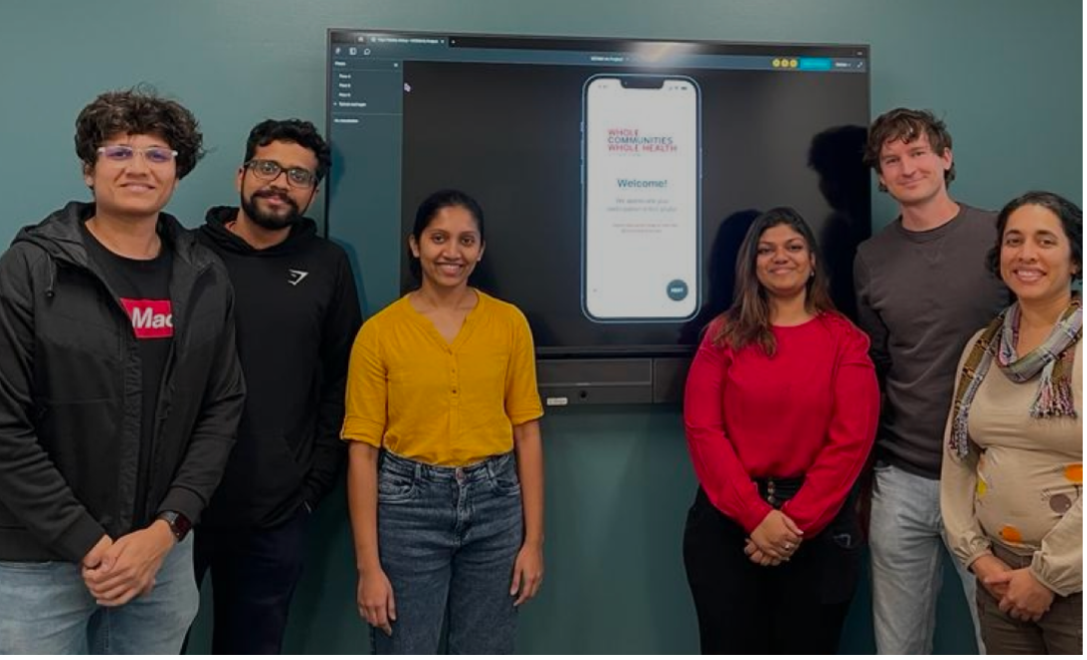 From left: Shatayu Mondhe, Madhav Varma, Ananya Gubbi Mohanbabu, Aayushi Saha, Benjamin Baird (WCWH Research Assistant Professor), and Shirene Garcia (WCWH Community Engagement Specialist)