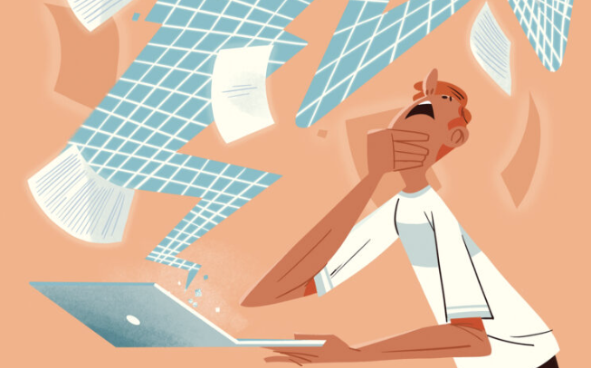 confused man with laptop