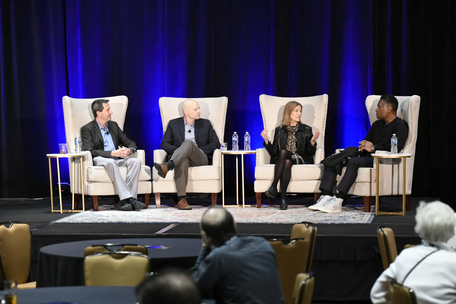 Professors Peter Stone, Matthew Lease, Sherri Greenberg and S. Craig Watkins discuss the ethics of AI at the Texas Academy of Medicine Engineering Science and Technology (TAMEST) 2024 Conference, February 2024. Professors Peter Stone, Matthew Lease, Sherri Greenberg and S. Craig Watkins discuss the ethics of AI at the Texas Academy of Medicine Engineering Science and Technology (TAMEST) 2024 Conference, February 2024.