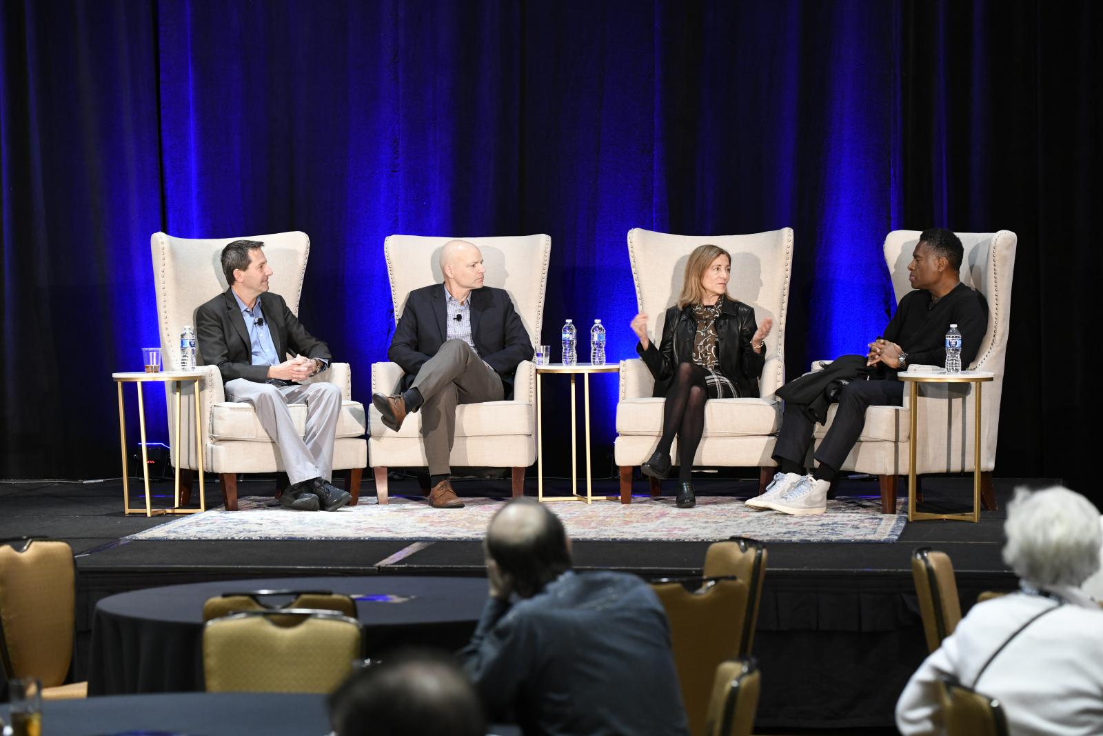 Professors Peter Stone, Matthew Lease, Sherri Greenberg and S. Craig Watkins discuss the ethics of AI at the Texas Academy of Medicine Engineering Science and Technology (TAMEST) 2024 Conference, February 2024.