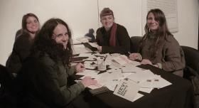 A group of gallery visitors