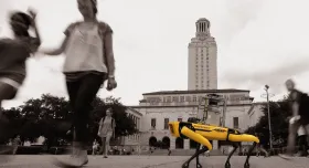 Texas Monthly; The University of Texas at Austin campus: Eric Gay/AP; Robot dog: The University of Texas at Austin