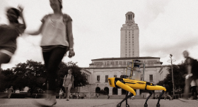 Texas Monthly; The University of Texas at Austin campus: Eric Gay/AP; Robot dog: The University of Texas at Austin