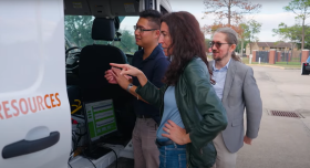 Planet Texas 2050 chair Paola Passalacqua (center), in a scene from a video about the Urban Integrated Field Lab Southeast Texas (SETx-IFL) project. Credit: UT Austin