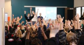 People raising hands