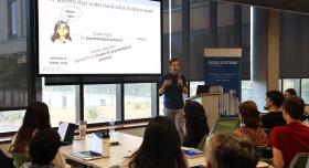 Brad Knox, a research associate professor in the Department of Computer Science, discusses AI alignment at Good Systems' annual research kickoff event, on September 26, 2025, at The University of Texas at Austin.