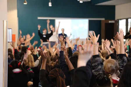 People raising hands