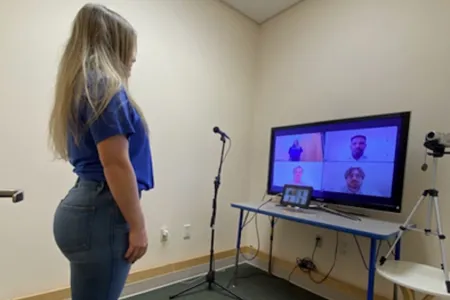In a Semi-Virtual Trier Social Stress Test, the study subject participates in person and talks to the “judges” remotely